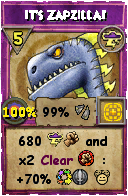 Wizard101 Storm spell card: It's Zapzilla!, Spell ID 1849