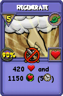 Wizard101 Life spell card: Regenerate, Spell ID 1264