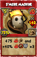 Wizard101 Fire spell card: S'More Machine, Spell ID 1804