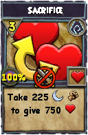 Wizard101 Shadow spell card: Sacrifice, Spell ID 1153