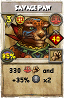 Wizard101 Balance spell card: Savage Paw, Spell ID 1403