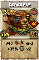 Wizard101 Balance spell card: Savage Paw, Spell ID 1397