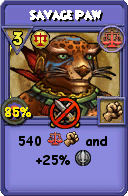 Wizard101 Balance spell card: Savage Paw, Spell ID 1400
