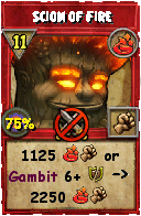 Wizard101 Fire spell card: Scion of Fire, Spell ID 1366