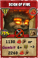 Wizard101 Fire spell card: Scion of Fire, Spell ID 1801