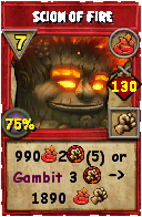 Wizard101 Fire spell card: Scion of Fire, Spell ID 1800