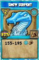 Wizard101 Ice spell card: Snow Serpent, Spell ID 1795
