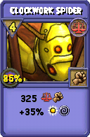 Wizard101 Balance spell card: Clockwork Spider, Spell ID 1560