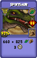 Wizard101 Life spell card: Spinysaur, Spell ID 1098