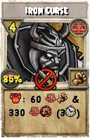 Wizard101 Balance spell card: Iron Curse, Spell ID 1002
