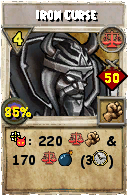 Wizard101 Balance spell card: Iron Curse, Spell ID 1003
