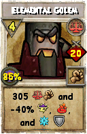 Wizard101 Balance spell card: Elemental Golem, Spell ID 1856