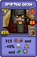Wizard101 Balance spell card: Spiritual Golem, Spell ID 1840