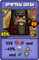 Wizard101 Balance spell card: Spiritual Golem, Spell ID 1838
