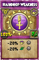 Wizard101 Storm spell card: Raindrop Weakness, Spell ID 1384