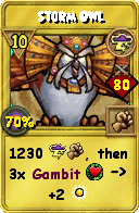 Wizard101 Storm spell card: Storm Owl, Spell ID 1874