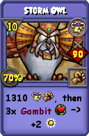 Wizard101 Storm spell card: Storm Owl, Spell ID 1748