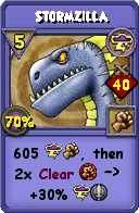 Wizard101 Storm spell card: Stormzilla, Spell ID 1254