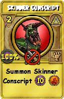 Wizard101 Myth spell card: Skinner Conscript, Spell ID 1993