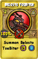Wizard101 Myth spell card: Belosto ToeBiter, Spell ID 1983