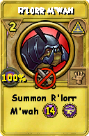 Wizard101 Myth spell card: R'lorr M'wah, Spell ID 1638