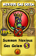 Wizard101 Myth spell card: Noxious Gas Golem, Spell ID 1777