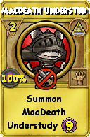 Wizard101 Myth spell card: MacDeath Understudy, Spell ID 1605