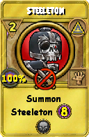 Wizard101 Myth spell card: Steeleton, Spell ID 1639