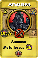 Wizard101 Myth spell card: Metallossus, Spell ID 1595