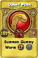 Wizard101 Myth spell card: Gummy Worm, Spell ID 1986