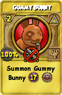 Wizard101 Myth spell card: Gummy Bunny, Spell ID 1711