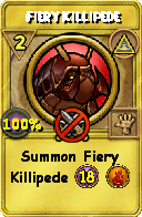 Wizard101 Myth spell card: Fiery Killipede, Spell ID 1901