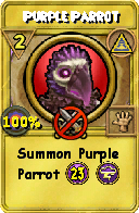 Wizard101 Myth spell card: Purple Parrot, Spell ID 1654