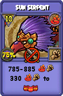 Wizard101 Fire spell card: Sun Serpent, Spell ID 1279