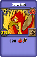 Wizard101 Fire spell card: Sunbird, Spell ID 1213