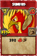 Wizard101 Fire spell card: Sunbird, Spell ID 1213