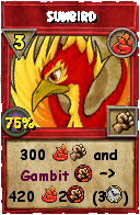 Wizard101 Fire spell card: Sunbird, Spell ID 1211