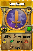 Wizard101 Sun spell card: Sun Blade, Spell ID 1261