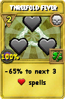Wizard101 Death spell card: Threefold Fever, Spell ID 1942