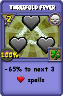 Wizard101 Death spell card: Threefold Fever, Spell ID 1501