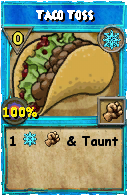 Wizard101 Ice spell card: Taco Toss, Spell ID 1867