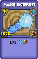 Wizard101 Ice spell card: Major Snowburst, Spell ID 1918