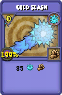 Wizard101 Ice spell card: Cold Slash, Spell ID 1490