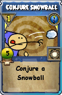 Wizard101 Cantrips spell card: Conjure Snowball, Spell ID 2402