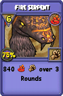 Wizard101 Fire spell card: Fire Serpent, Spell ID 2016