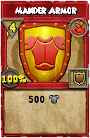 Wizard101 Fire spell card: Mander Armor, Spell ID 2138