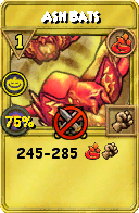 Wizard101 Fire spell card: Ash Bats, Spell ID 2081