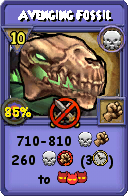 Wizard101 Death spell card: Avenging Fossil, Spell ID 2045