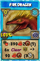 Wizard101 Ice spell card: Fire Dragon, Spell ID 2470