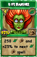 Wizard101 Life spell card: Life Banshee, Spell ID 2611